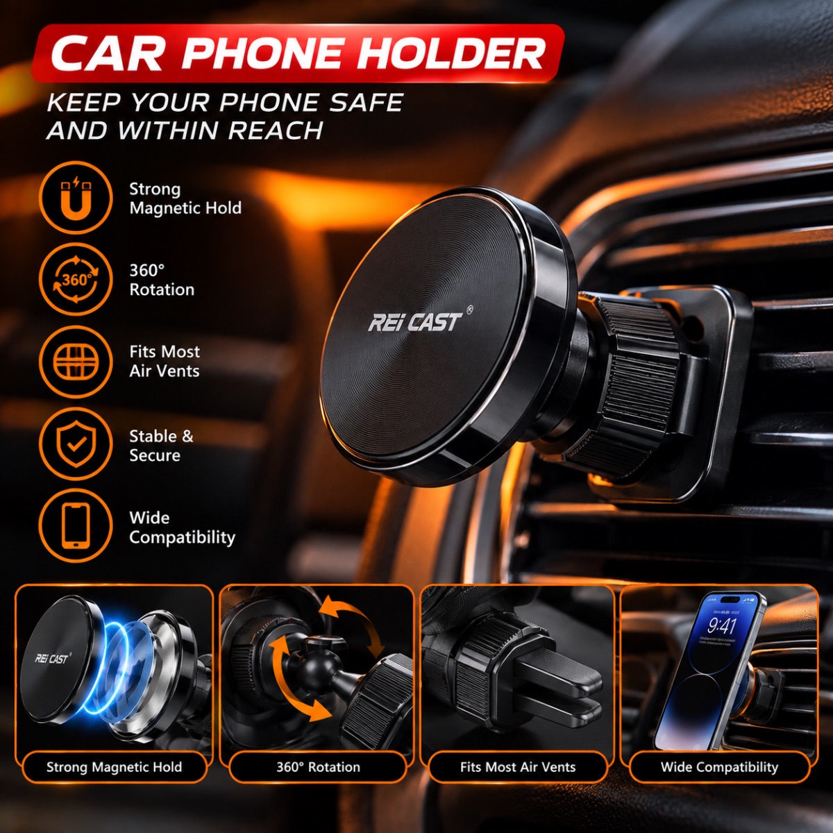 Magnetic Car Phone Holder