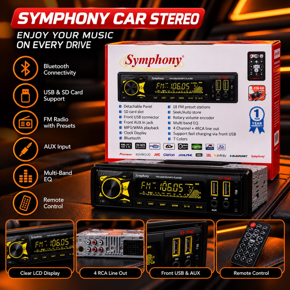 Symphony SY-1040 Car Stereo