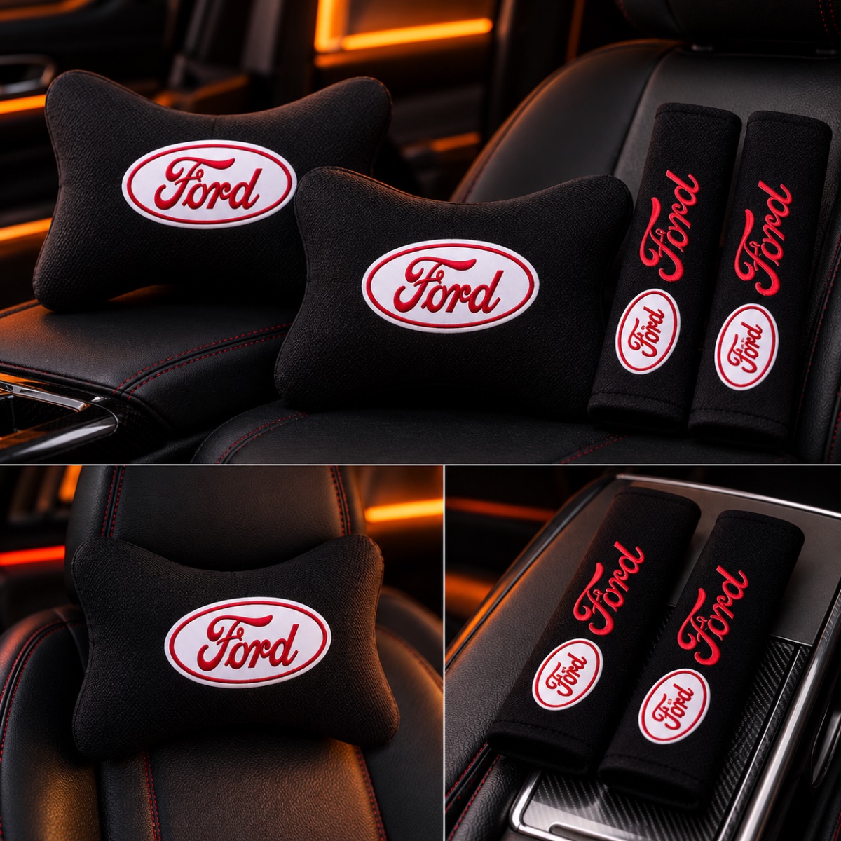Ford Neck Pillow & Seat Belt Cover Set
