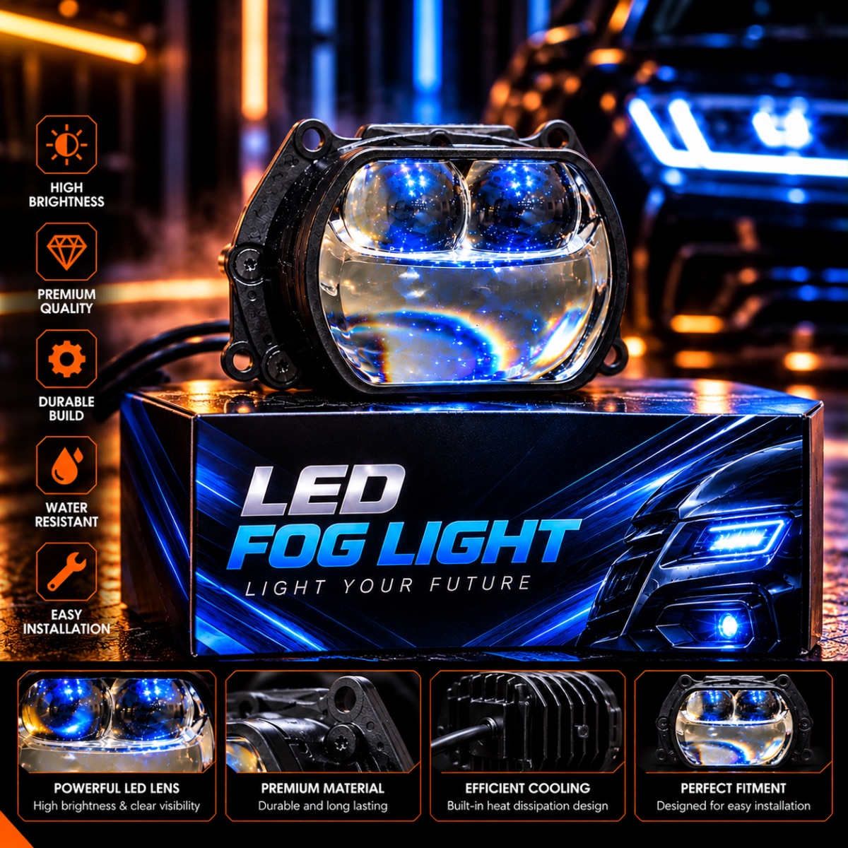HK LED Multi-Lens Fog Light – Automotive Lighting