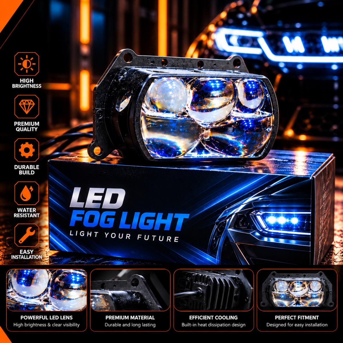 HK LED Multi-Lens Fog Light – Automotive Lighting